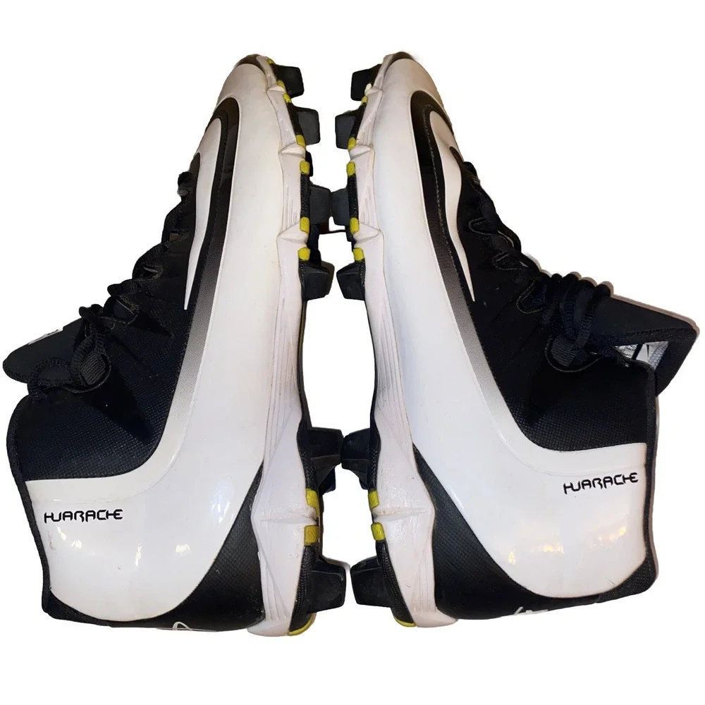 Nike BSBL Baseball Cleats Hurrache White Black 087141-017 Men's 13 2016